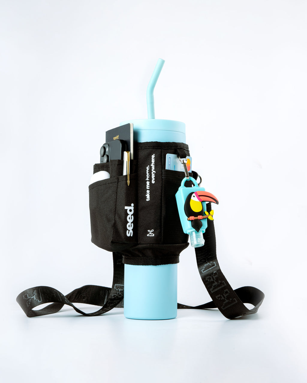 1.2l-stainless-steel-tumbler-baby-blue-carry-all-sleeve-black-with-phone-passport-airpods-credit card-pen-sanitiser-holder-baby-blue & blackhole