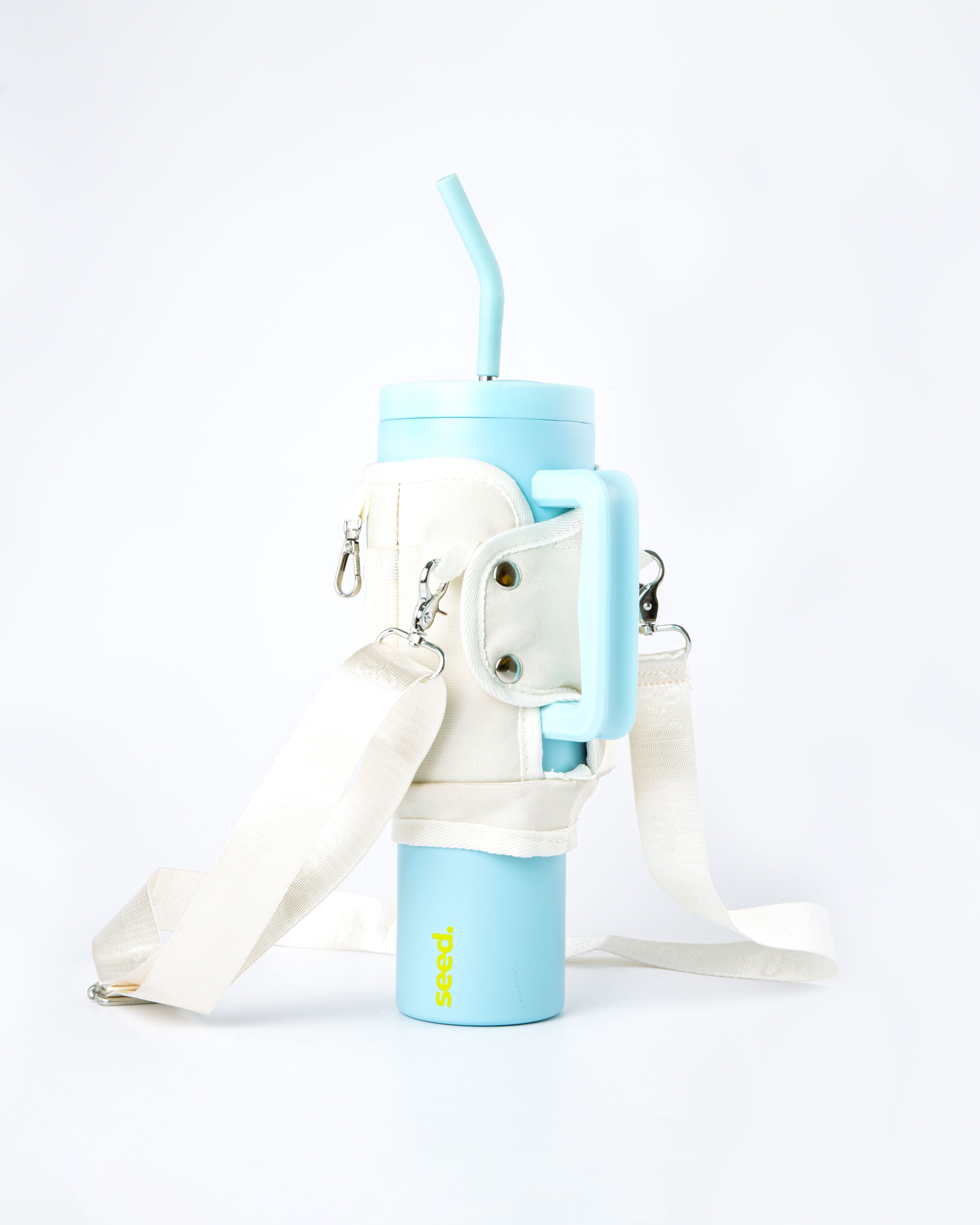 1.2l_stainless_steel_tumbler_baby_blue_carry_all_sleeve_white_with_phone_passport pen card cash key holder baby blue & milkyway