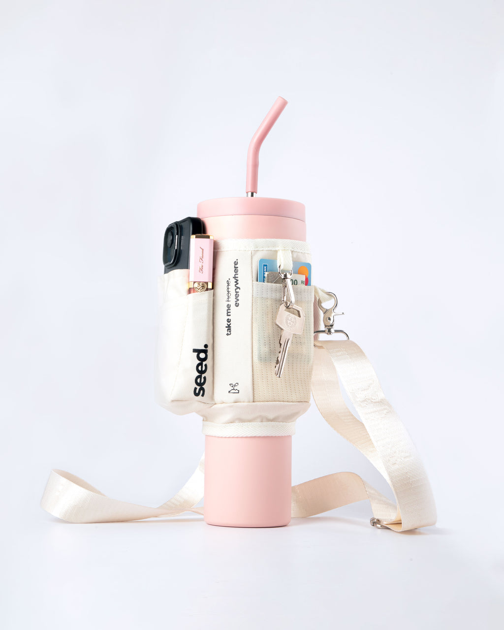 1.2l_stainless_steel_tumbler_baby_pink_carry_all_sleeve_white_phone_cards_keys_lip_gloss card cash holder baby pink & milkyway