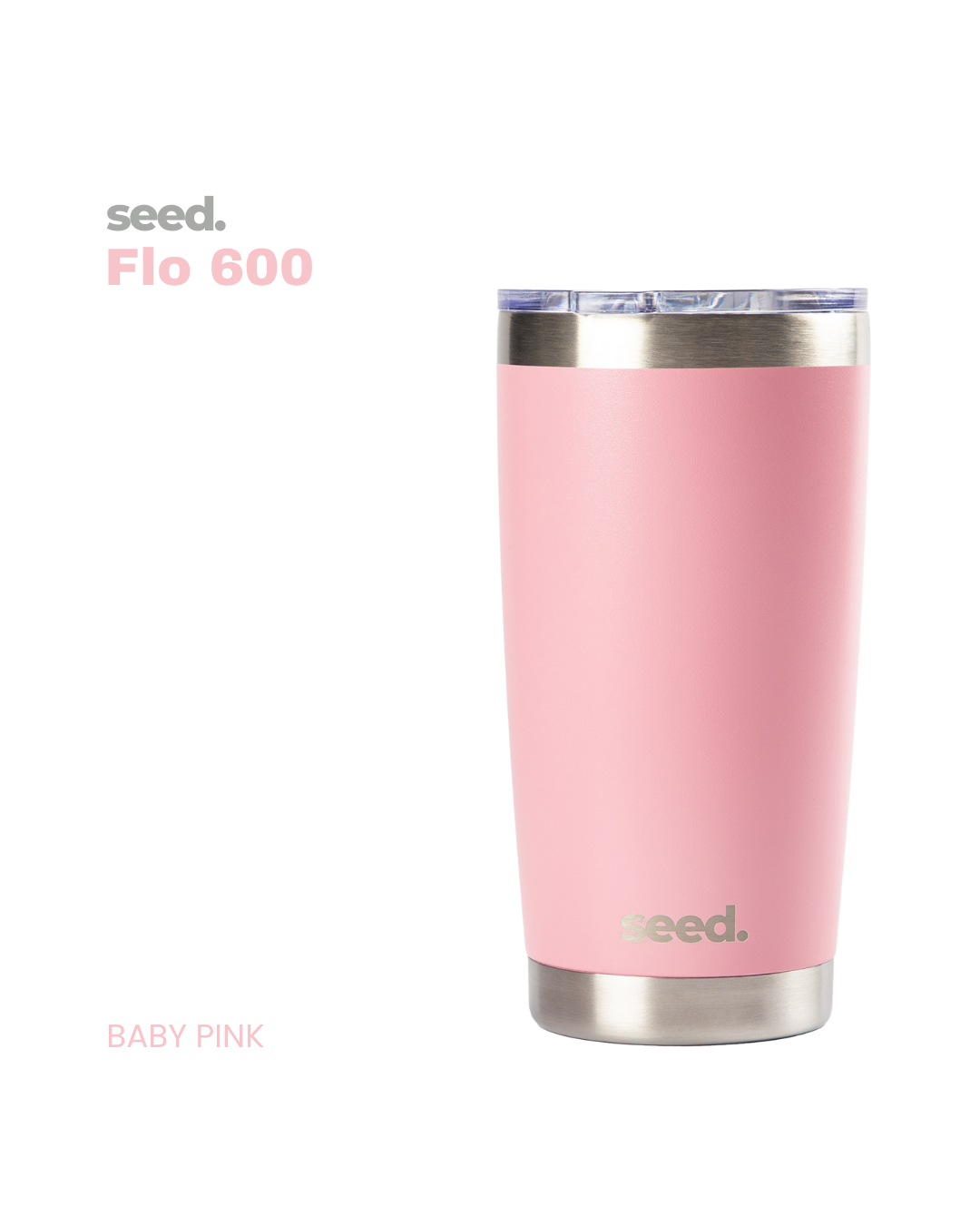 insulated stainless steel travel coffee mug 600mL baby pink 