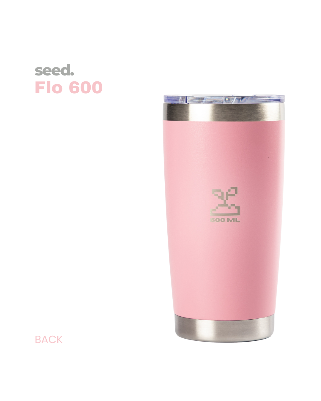 insulated stainless steel travel coffee mug 600mL baby pink 