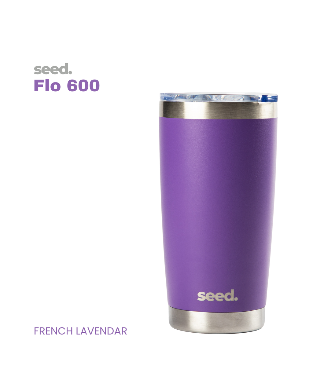  insulated stainless steel travel coffee mug 600mL lavender
