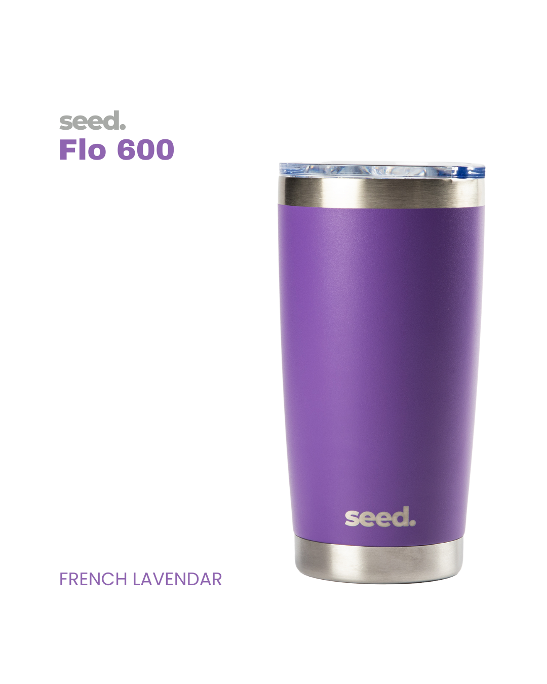  insulated stainless steel travel coffee mug 600mL lavender