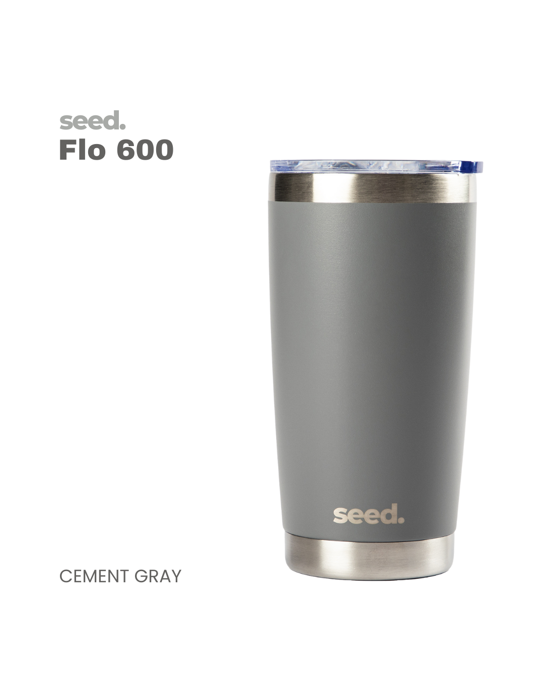 insulated stainless steel travel coffee mug 600mL cement gray