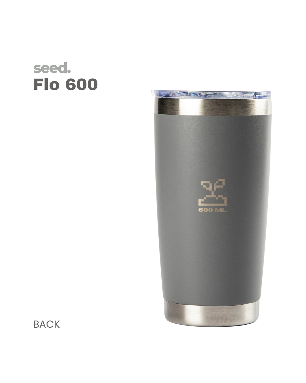 insulated stainless steel travel coffee mug 600mL cement gray