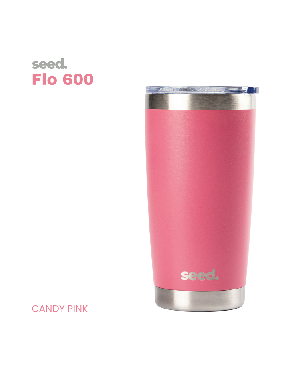 insulated stainless steel travel coffee mug 600mL candy pink