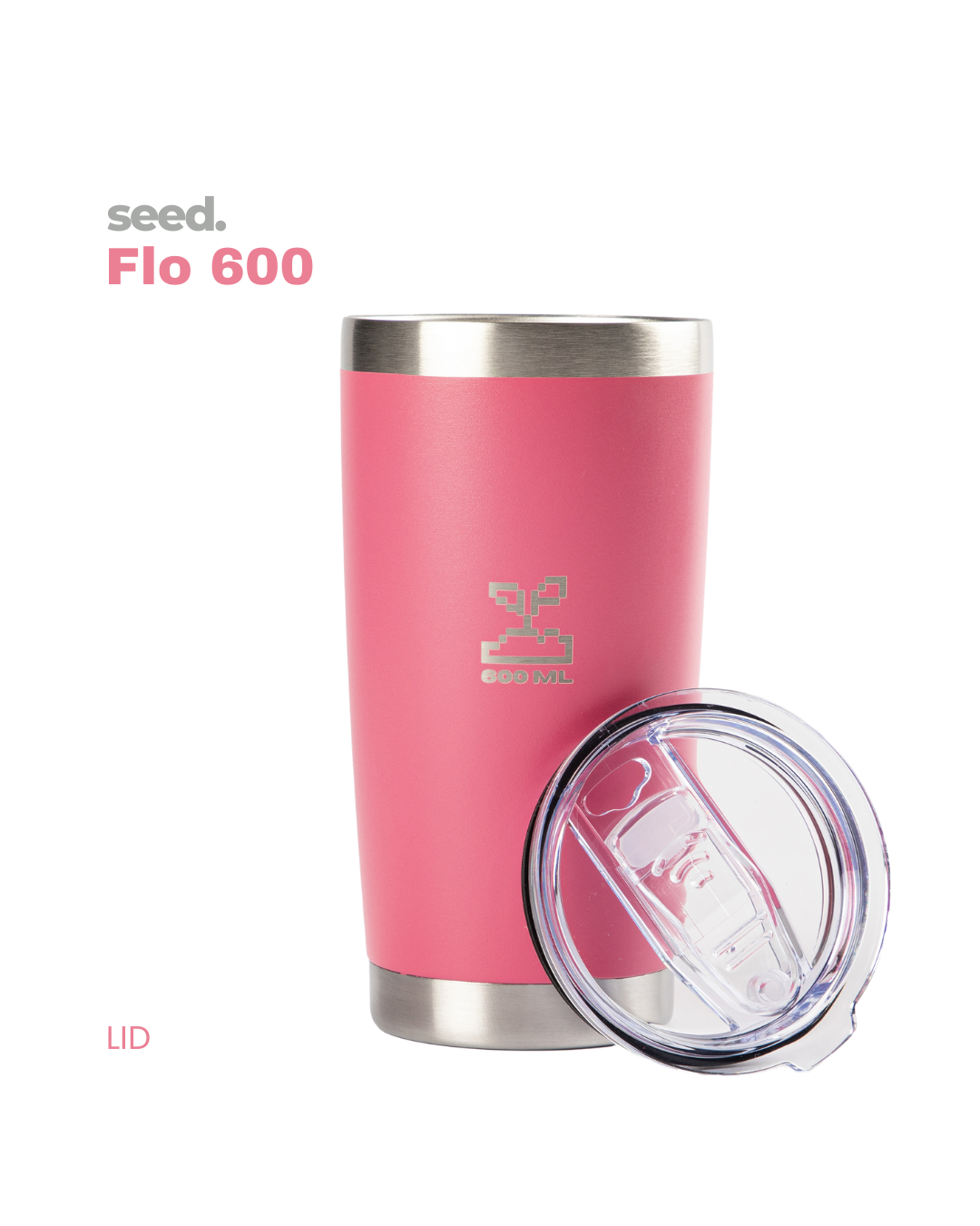 insulated stainless steel travel coffee mug 600mL candy pink