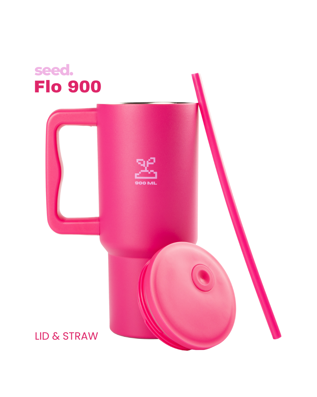 stainless steel tumbler 900mL rani pink