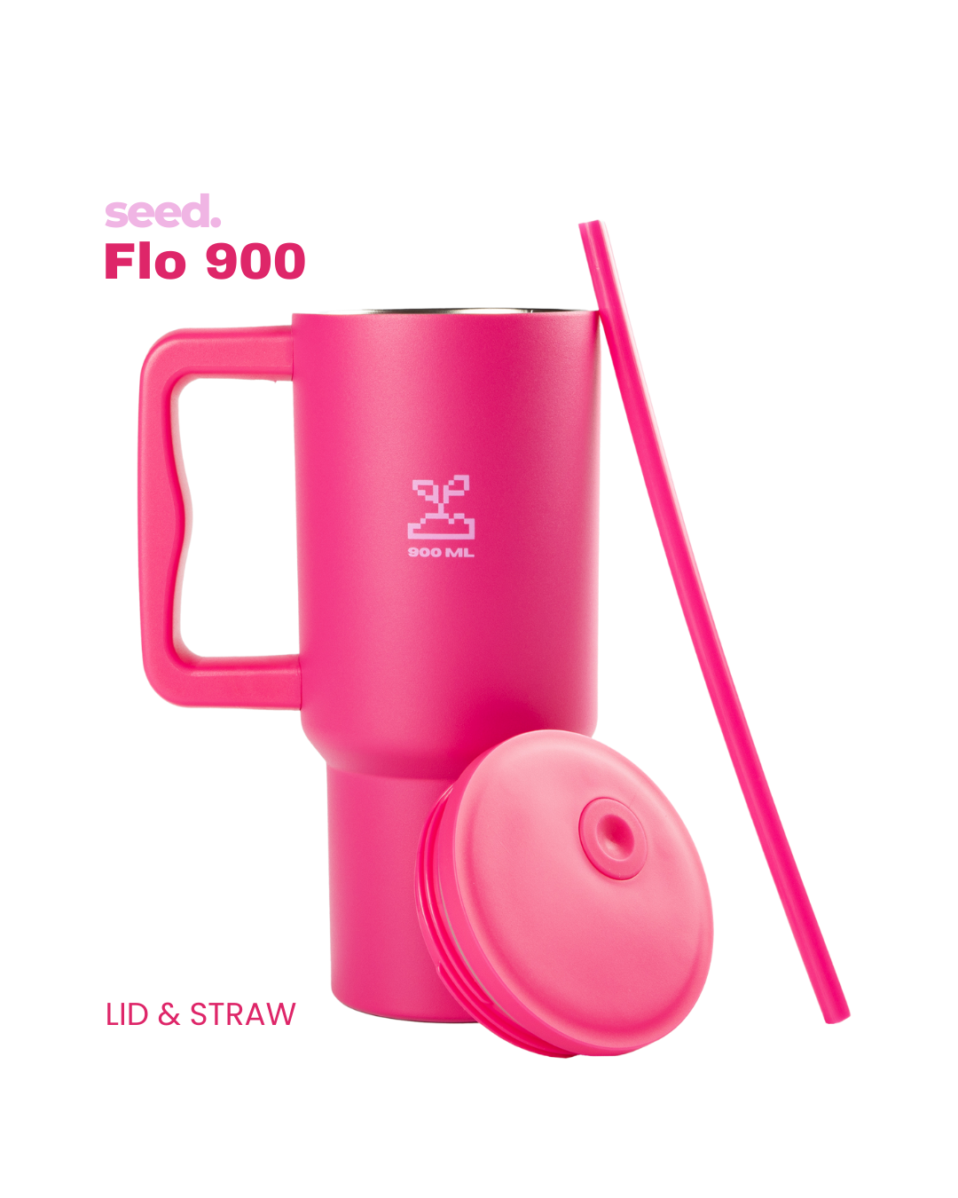 stainless steel tumbler 900mL rani pink