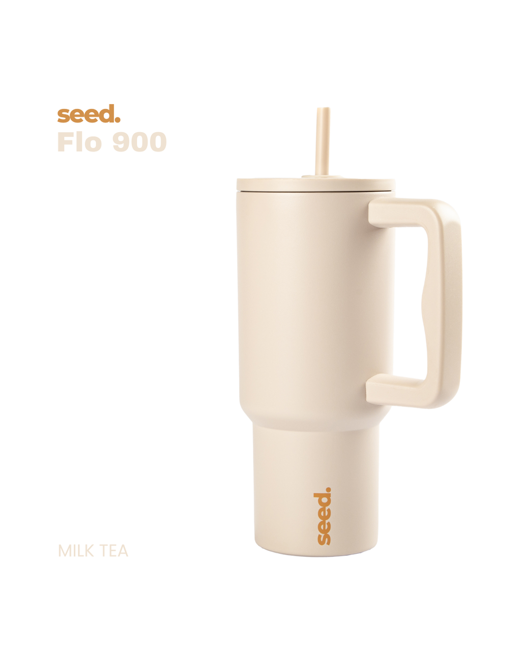 beige insulated stainless steel tumbler water bottle  blackhole & milk tea