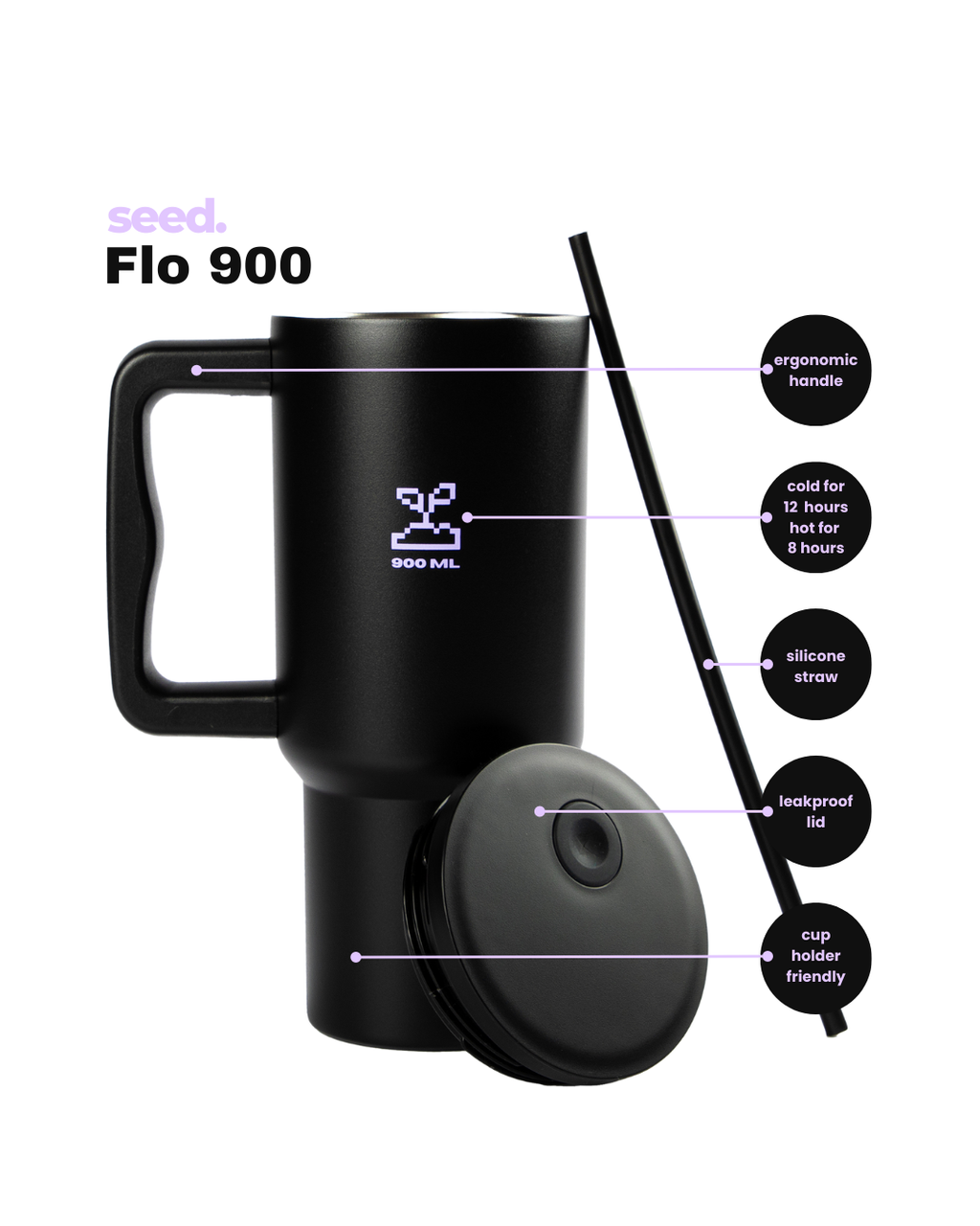 stainless steel tumbler 900mL dark knight