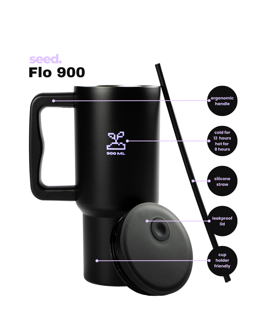 stainless steel tumbler 900mL dark knight
