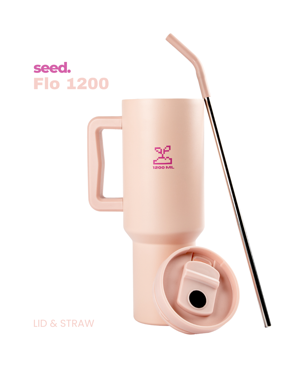 stainless steel tumbler 1.2L baby pink