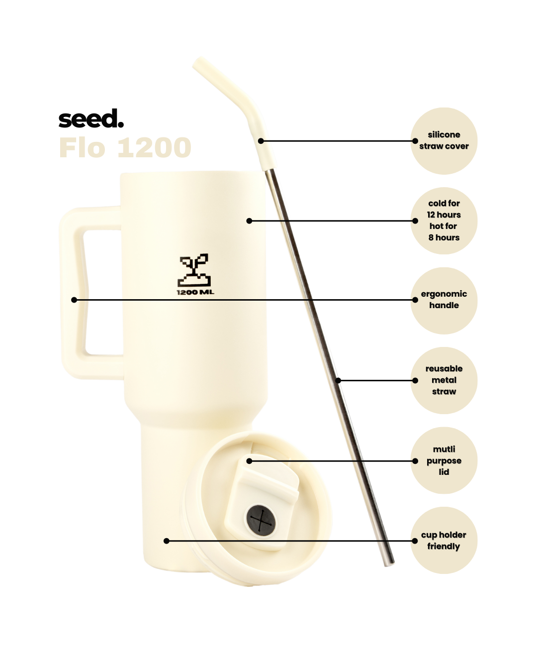 stainless steel tumbler 1.2L milk white 10