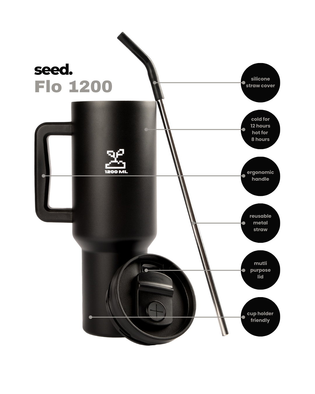 stainless steel tumbler 1.2L dark knight 