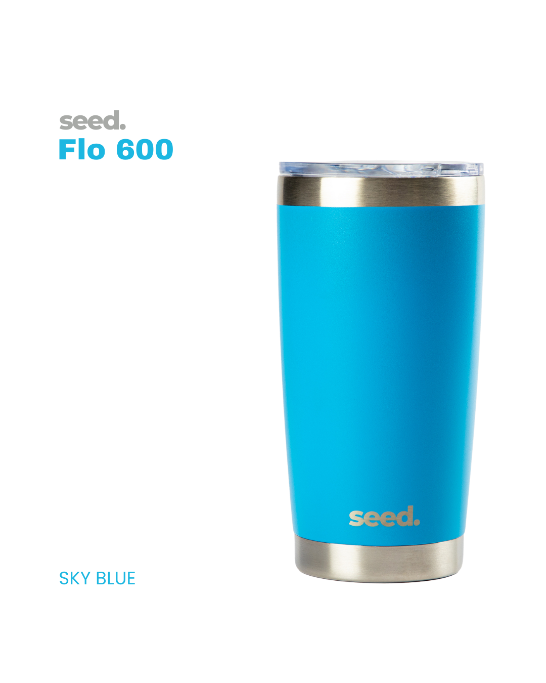 insulated stainless steel travel coffee mug 600mL sky blue