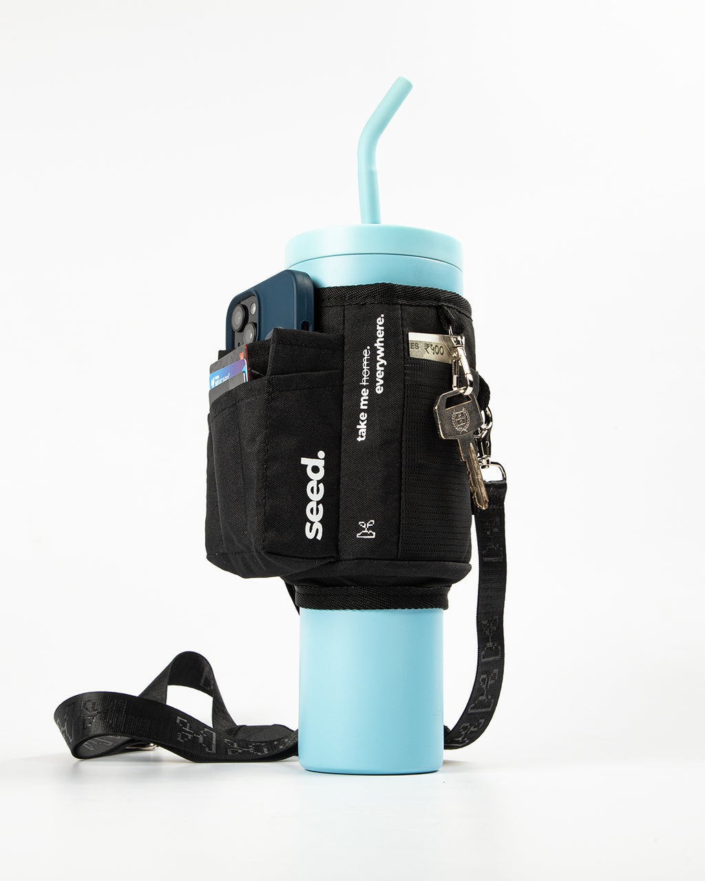 Seed-Flo-1200-Stainless-Steel-Tumbler-with-Carry-All-Bag-Black_Hero baby blue & blackhole