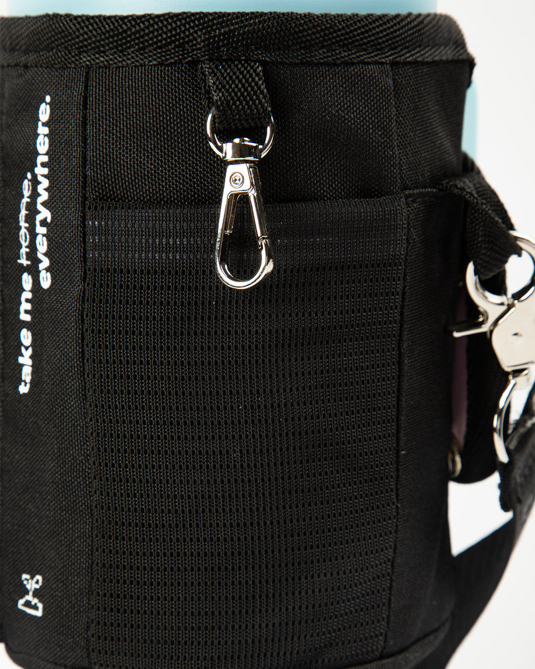 Seed-Flo-1200-Stainless-Steel-Tumbler-with-Carry-All-Bag-Black_Key-Clasp-Close-Up baby blue & blackhole