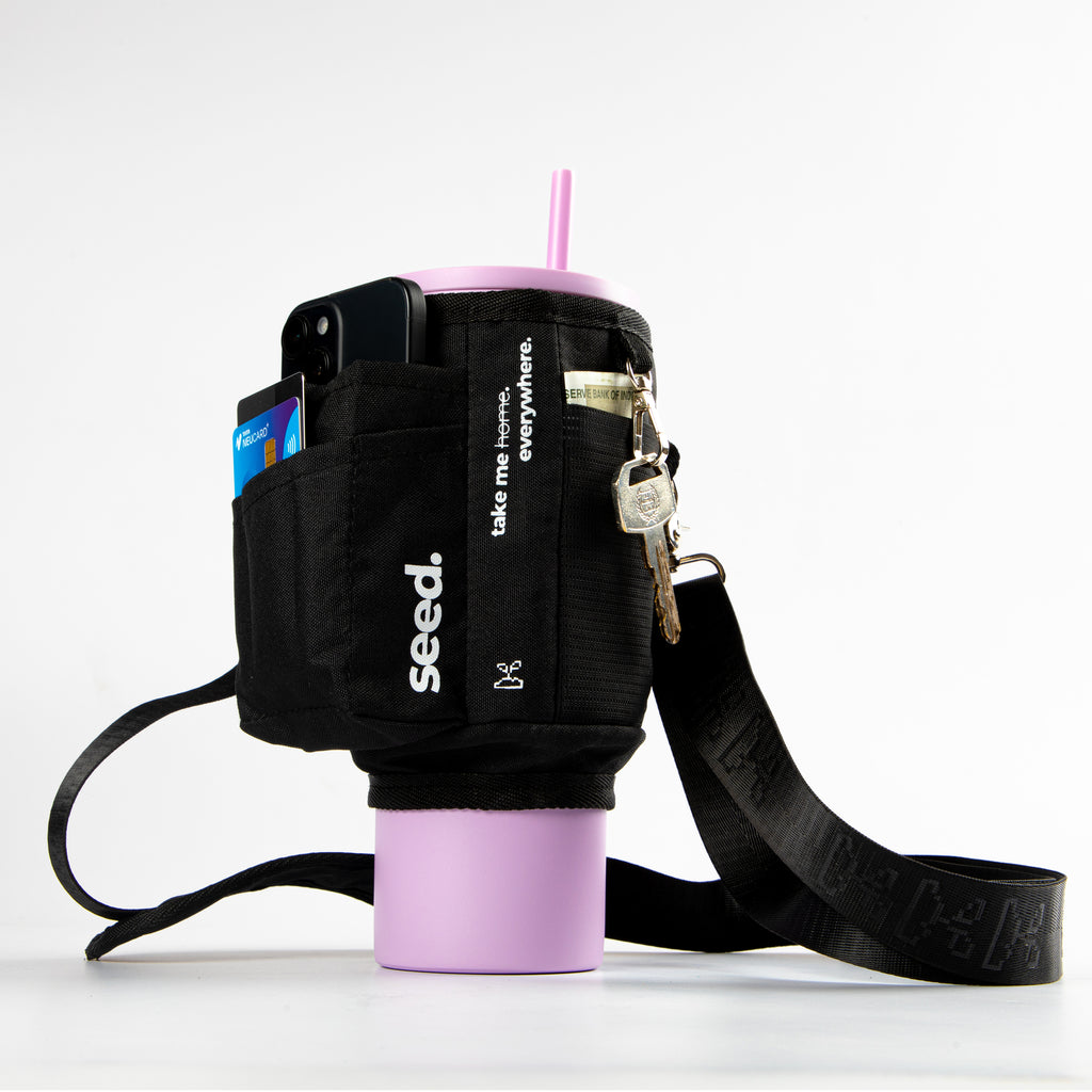 seed move carry all sling multi-purpose utility sleeve bag for stainless steel tumblers blackhole