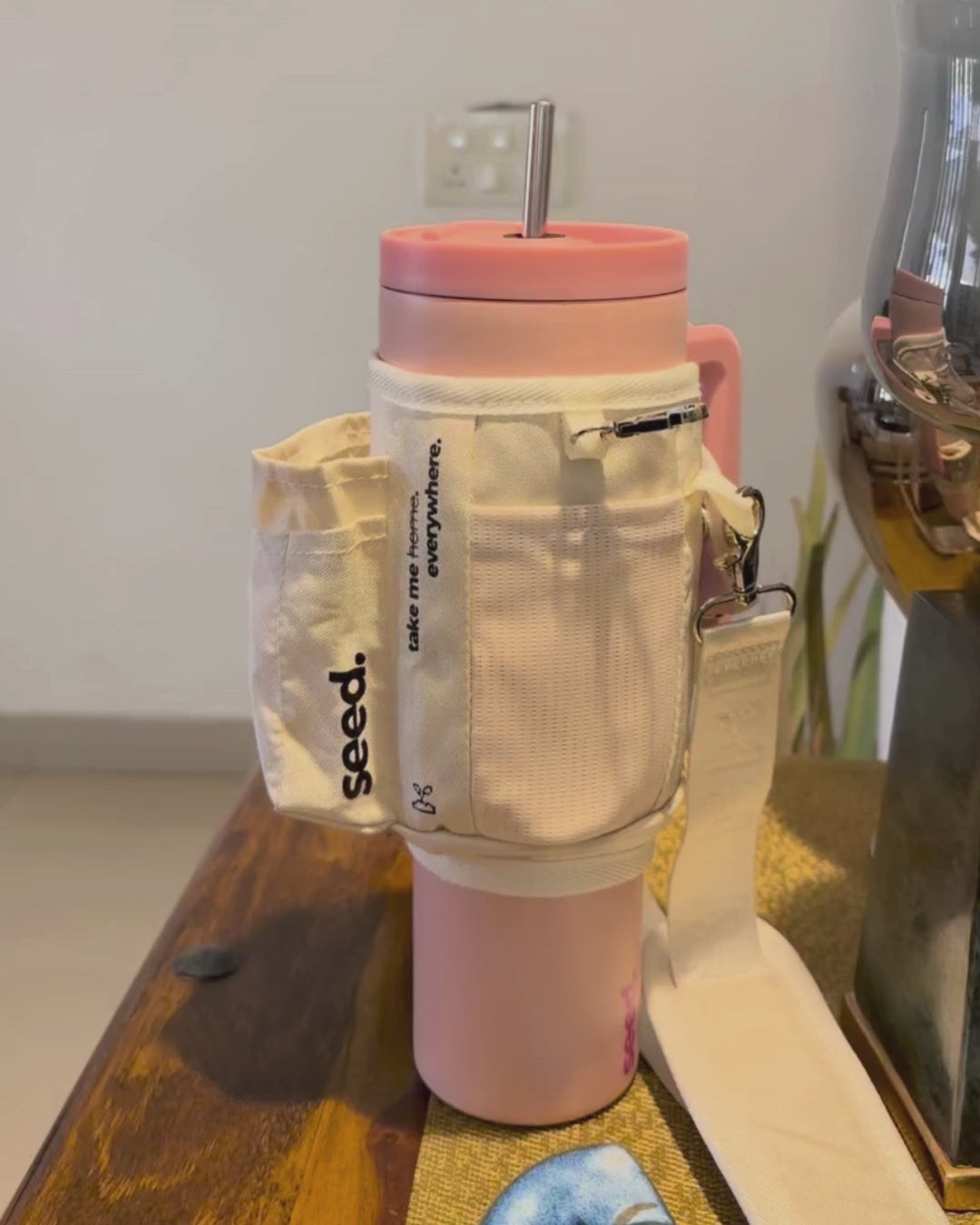 1.2l_stainless_steel_tumbler_baby_pink_carry_all_sleeve_white_phone_cards_keys_lip_gloss card cash holder baby pink & milkyway